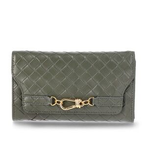 Time & Tru Scarlett Envelope Olive Green Quilted Women's Wallet New